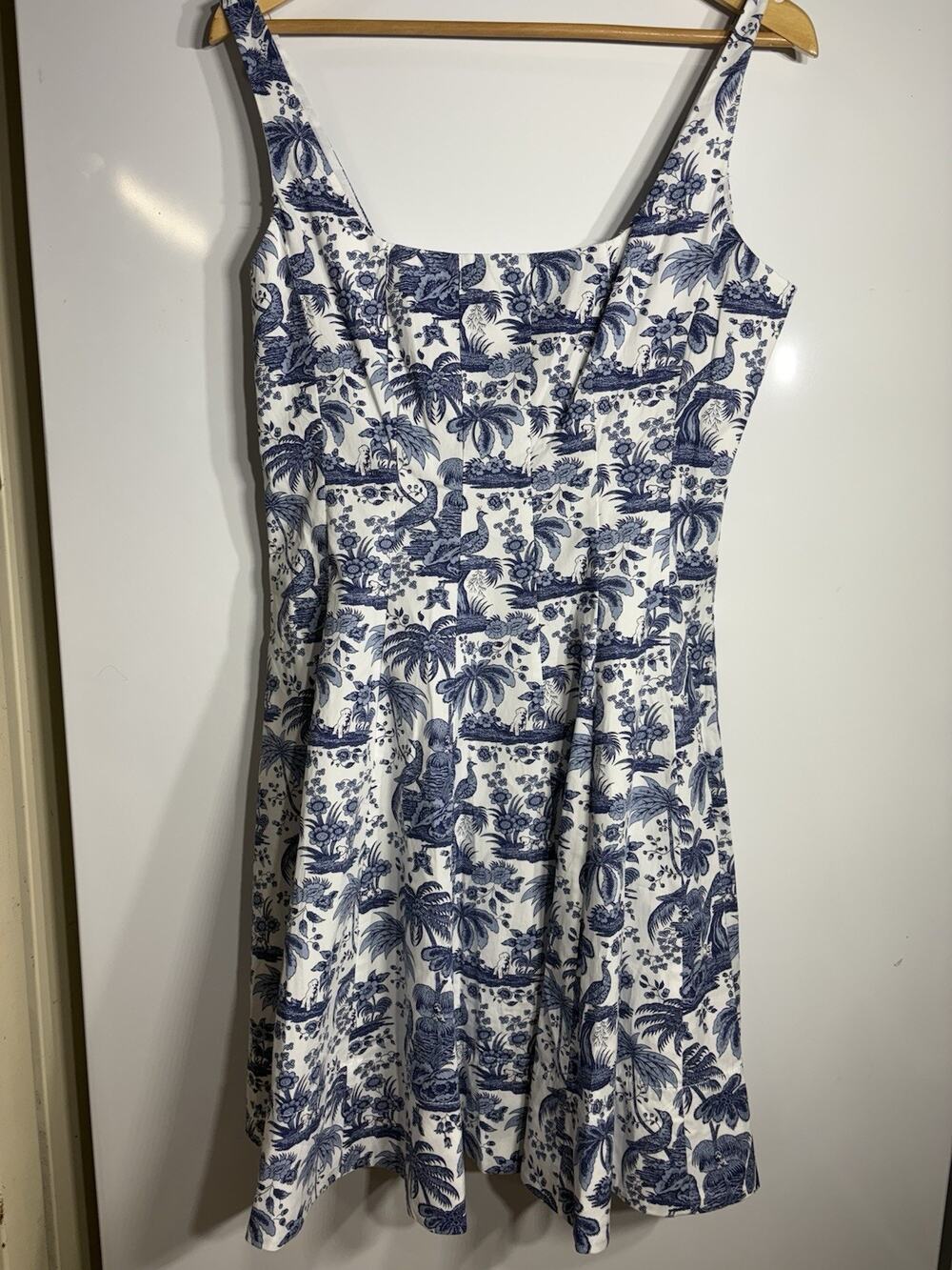 Staud Wells Toile Dress Womens blue and white Size 10